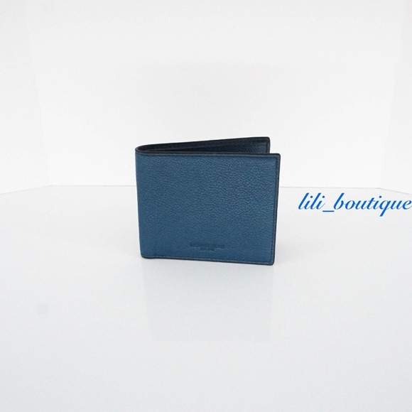 NWT New Michael Kors Men's Russel Billfold Wallet Leather Ocean Blue No Box $118 - Picture 1 of 7